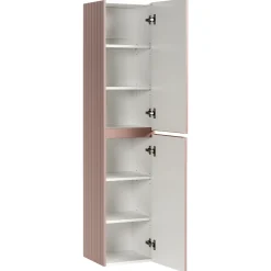 Garnero Arredamenti Mobile Bagno Sospeso-Mobile bagno sospeso 180cm cannettato con 2 lavabi, colonna e 2 specchi Autentic Rosa