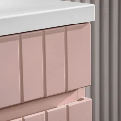 Garnero Arredamenti Mobile Bagno Sospeso-Mobile bagno sospeso 180cm cannettato con 2 lavabi, colonna e 2 specchi Autentic Rosa