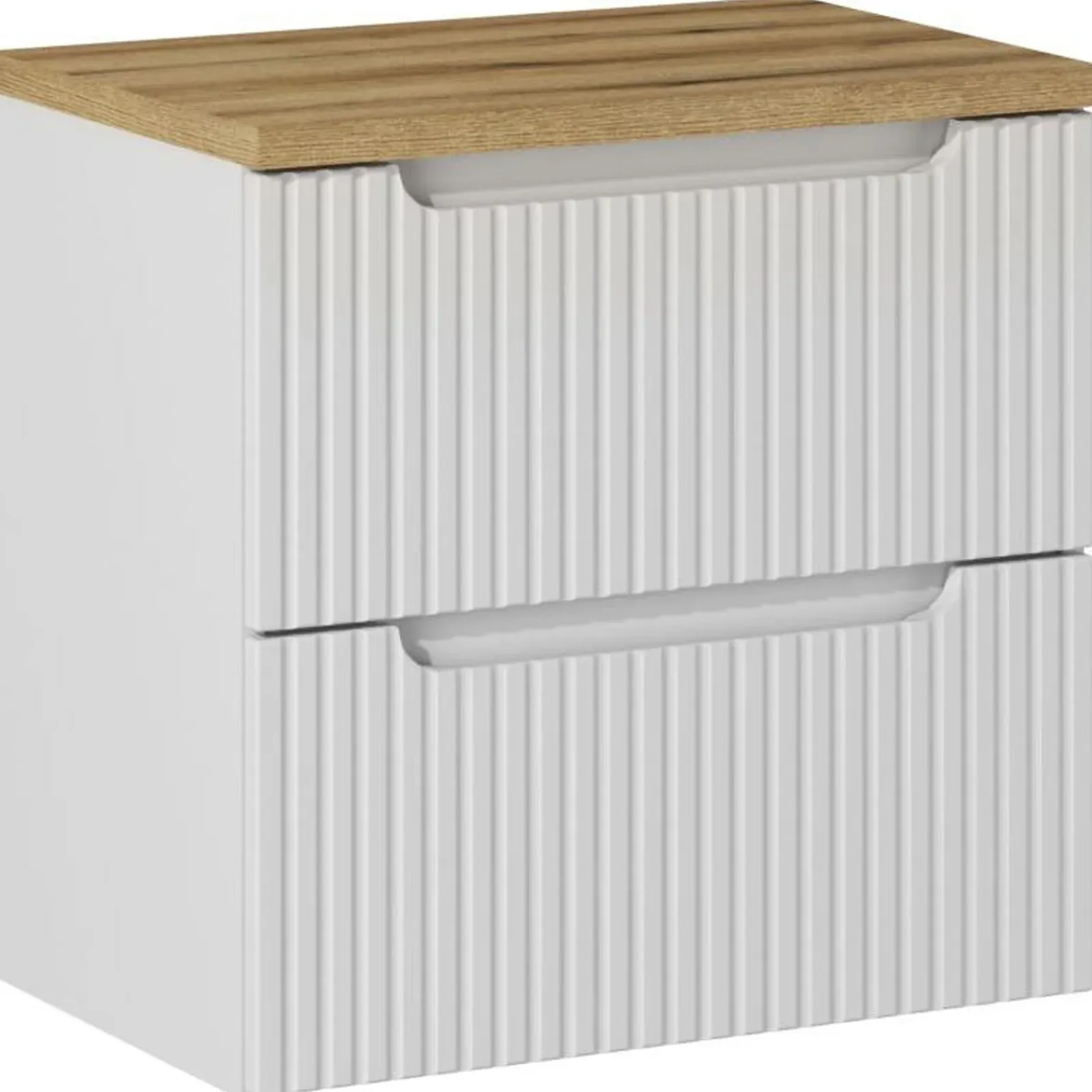 Garnero Arredamenti Mobile Bagno Sospeso-Mobile bagno sospeso 60cm cannettato 2 cassetti bianco rovere Cleany Bianco Opaco