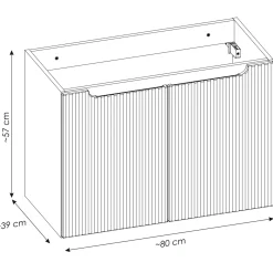 Garnero Arredamenti Mobile Bagno Sospeso-Mobile bagno sospeso 80cm cannettato con lavabo 2 ante Cleany Beige