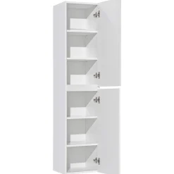 Garnero Arredamenti Mobile Bagno Sospeso-Mobile bagno sospeso 180cm cannettato con 2 lavabi, colonna e 2 specchi quercia Autentic Bianco