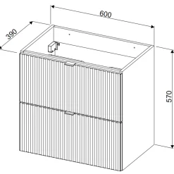 Garnero Arredamenti Mobile Bagno Sospeso-Mobile bagno sospeso 60cm cannettato con lavabo 2 cassetti verde salvia Greeny