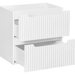 Garnero Arredamenti Mobile Bagno Sospeso-Mobile bagno sospeso 60cm cannettato con lavabo 2 cassetti bianco Cleany Bianco Opaco