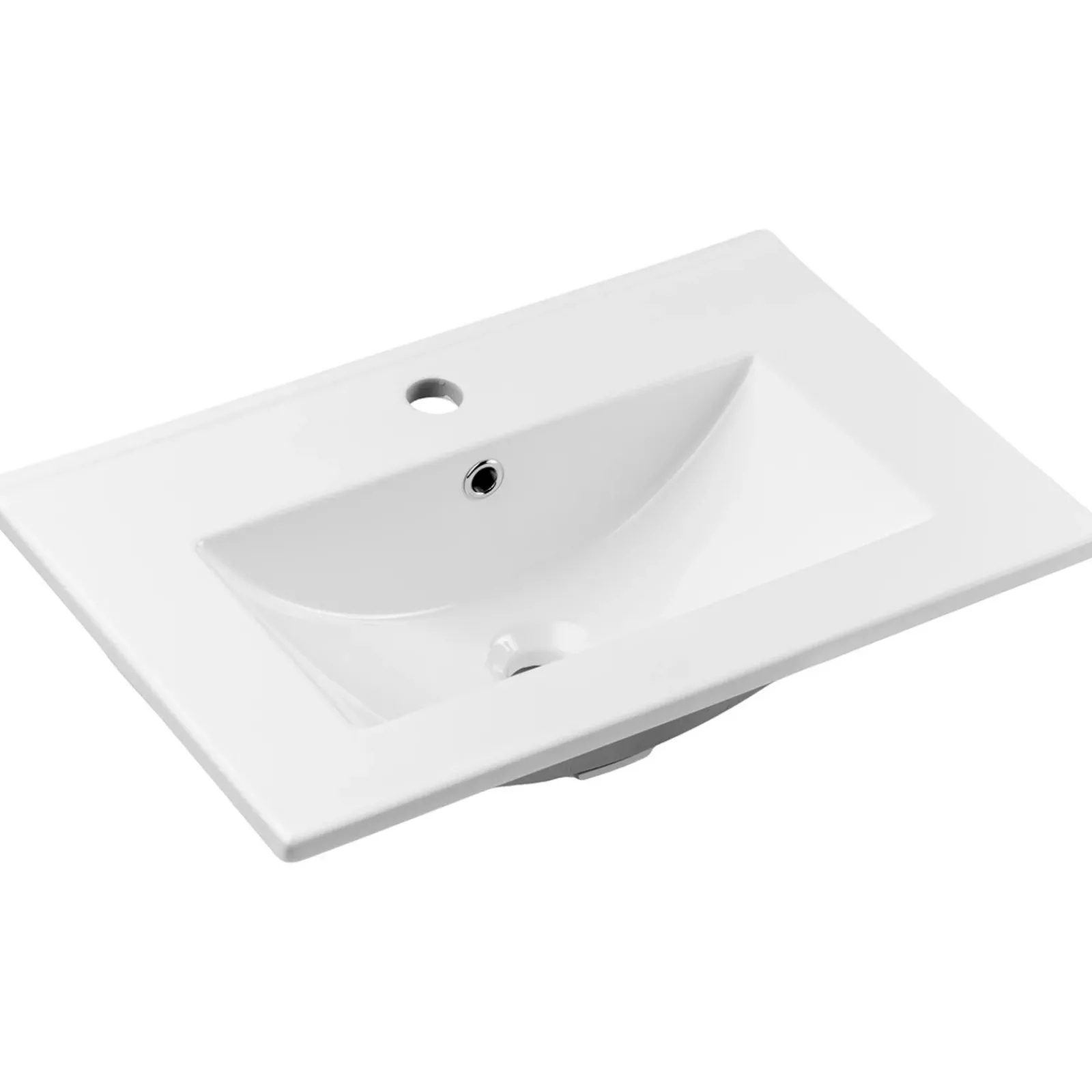 Garnero Arredamenti Mobile Bagno Sospeso-Mobile bagno sospeso 60cm cannettato con lavabo 2 cassetti bianco Cleany Bianco Opaco