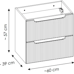 Garnero Arredamenti Mobile Bagno Sospeso-Mobile bagno sospeso 60cm cannettato con lavabo 2 cassetti bianco Cleany Bianco Opaco