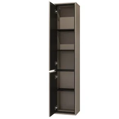 Garnero Arredamenti Mobile Bagno Sospeso-Mobile bagno sospeso 78cm con specchio e colonna nero Linda Tortora