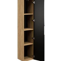 Garnero Arredamenti Mobile Bagno Sospeso-Mobile bagno sospeso 120cm con 2 lavabi, colonna, pensile e base sospesa nero rovere Swim