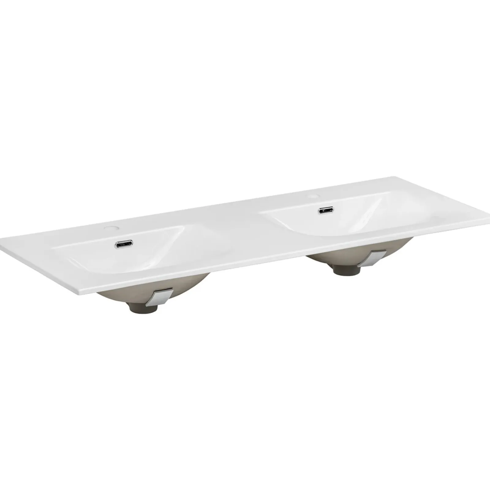 Garnero Arredamenti Mobile Bagno Sospeso-Mobile bagno sospeso 120cm cannettato con 2 lavabi 2 cassettoni bianco Autentic