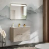 Garnero Arredamenti Mobile Bagno Sospeso-Mobile bagno sospeso 60cm con lavabo 2 cassetti beige cashmere Neutry
