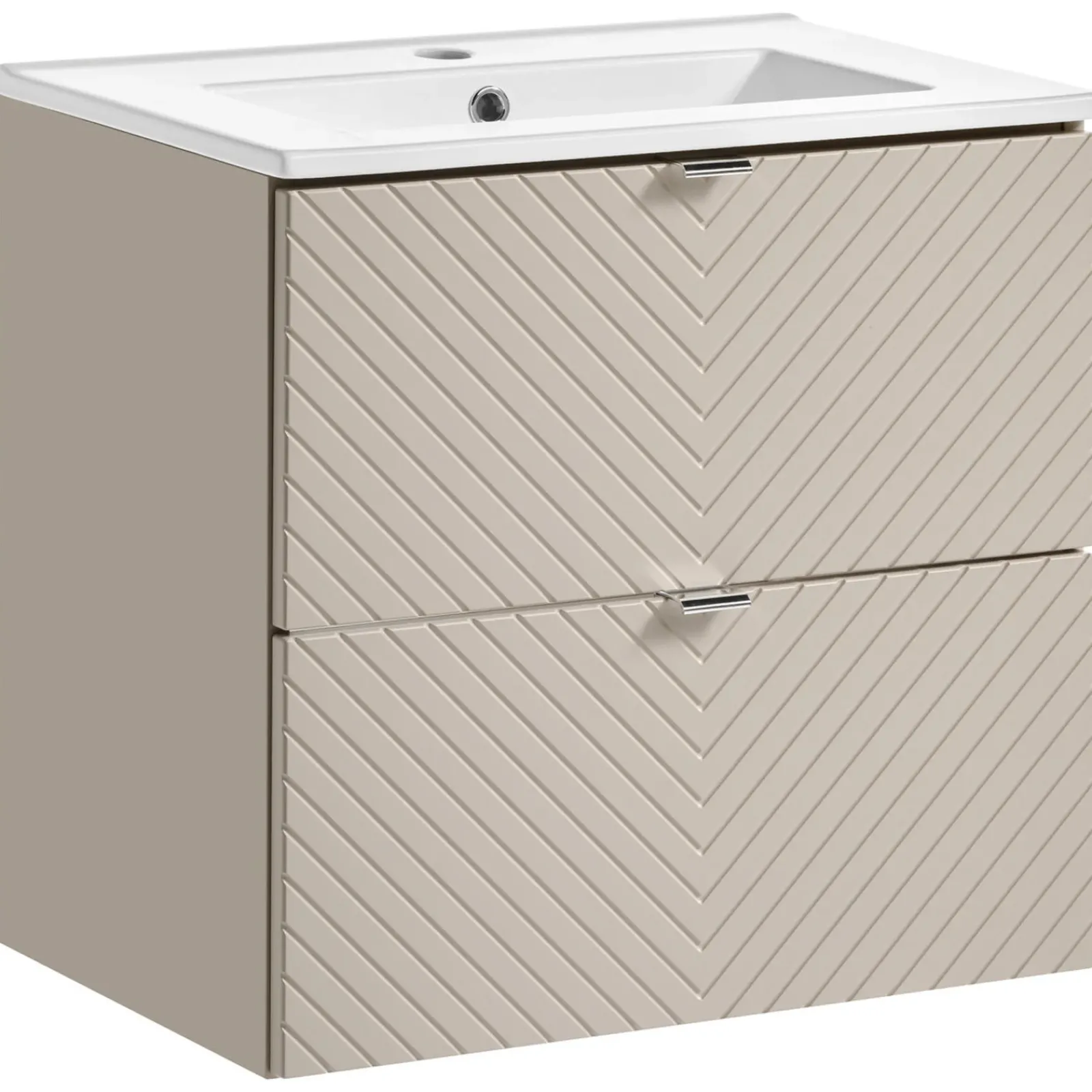 Garnero Arredamenti Mobile Bagno Sospeso-Mobile bagno sospeso 60cm con lavabo 2 cassetti beige cashmere Neutry