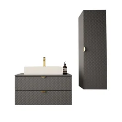 Garnero Arredamenti Mobile Bagno Sospeso-Mobile bagno sospeso 80cm con colonna Hakone 2 Grigio