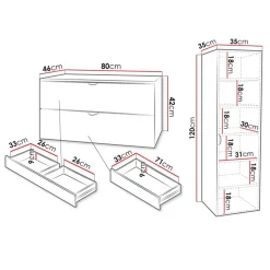 Garnero Arredamenti Mobile Bagno Sospeso-Mobile bagno sospeso 80cm con colonna Hakone 2 Grigio