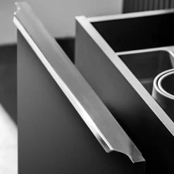 Garnero Arredamenti Mobile Bagno Sospeso-Mobile bagno sospeso 120cm con 2 lavabi, specchio e colonna nero Serif