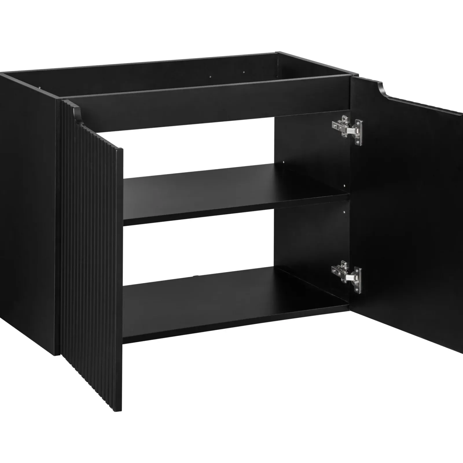 Garnero Arredamenti Mobile Bagno Sospeso-Mobile bagno sospeso 80cm cannettato 2 ante rovere Cleany Nero