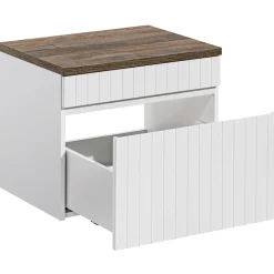 Garnero Arredamenti Mobile Bagno Sospeso-Mobile bagno sospeso 60cm cannettato 1 cassettone quercia Autentic Bianco
