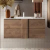 Garnero Arredamenti Mobile Bagno Sospeso-Mobile bagno sospeso 100cm con lavabo 2 cassetti rovere Alvarez
