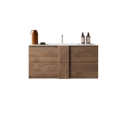 Garnero Arredamenti Mobile Bagno Sospeso-Mobile bagno sospeso 100cm con lavabo 2 cassetti rovere Alvarez