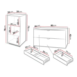 Garnero Arredamenti Mobile Bagno Sospeso-Mobile bagno sospeso 80cm con pensile bianco Hakone 3 Bianco Lucido