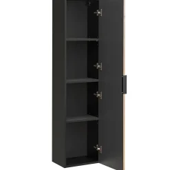 Garnero Arredamenti Mobile Bagno Sospeso-Mobile bagno sospeso 120cm cm con 2 lavabi da appoggio, 2 specchi, colonna e cubotti quercia antracite Limpid