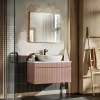 Garnero Arredamenti Mobile Bagno Sospeso-Mobile bagno sospeso 100cm cannettato 1 cassettone rosa Autentic