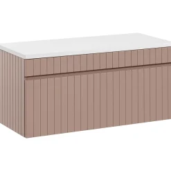 Garnero Arredamenti Mobile Bagno Sospeso-Mobile bagno sospeso 100cm cannettato 1 cassettone rosa Autentic
