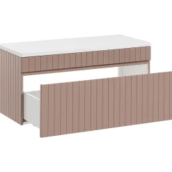 Garnero Arredamenti Mobile Bagno Sospeso-Mobile bagno sospeso 100cm cannettato 1 cassettone rosa Autentic