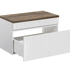 Garnero Arredamenti Mobile Bagno Sospeso-Mobile bagno sospeso 80cm cannettato 1 cassettone quercia Autentic Bianco