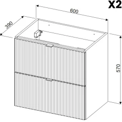 Garnero Arredamenti Mobile Bagno Sospeso-Mobile bagno sospeso 120cm cannettato 4 cassetti rovere Cleany Nero