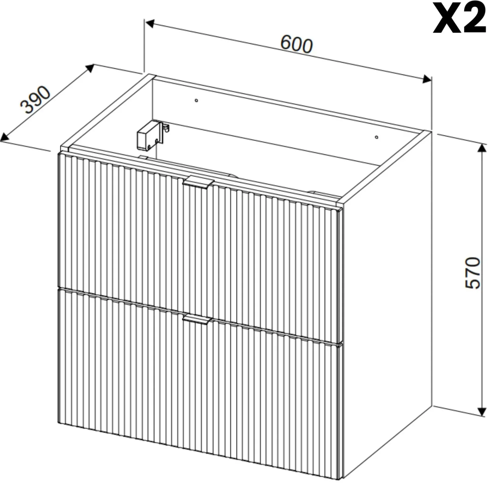 Garnero Arredamenti Mobile Bagno Sospeso-Mobile bagno sospeso 120cm cannettato 4 cassetti rovere Cleany Nero