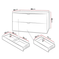 Garnero Arredamenti Mobile Bagno Sospeso-Mobile bagno sospeso 80cm con lavabo 2 cassetti bianco Hakone 4 Bianco Lucido