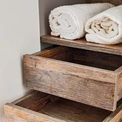 Garnero Arredamenti Mobile Bagno Sospeso-Mobile bagno sospeso 180cm con 2 lavabi, 2 mobili specchio e colonna grigio quercia Serif