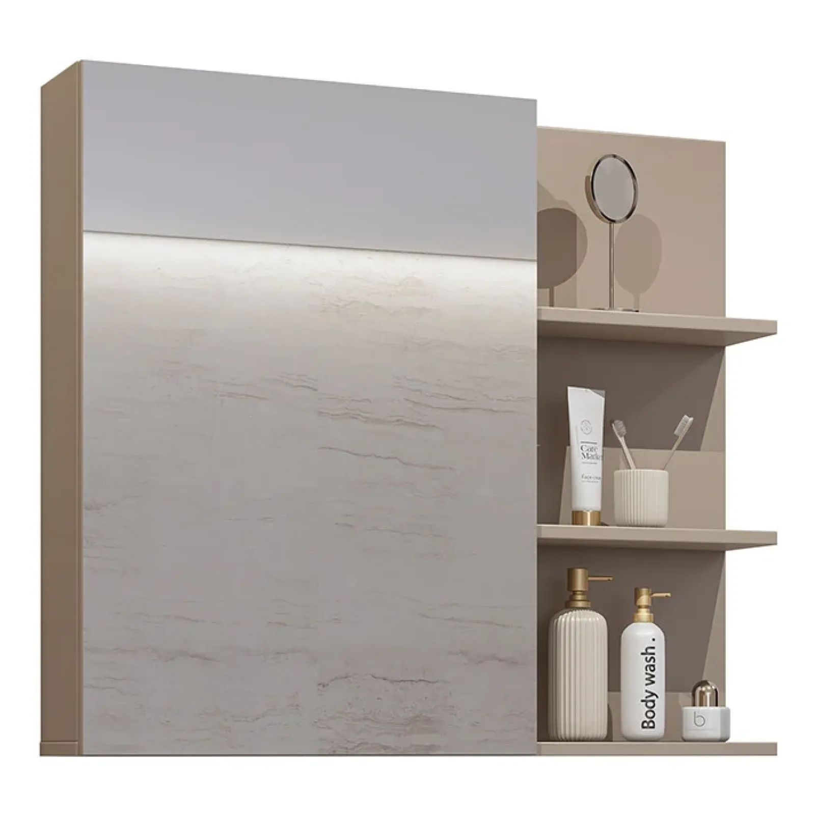 Garnero Arredamenti Mobile Bagno Sospeso-Mobile bagno sospeso 120cm con specchio tortora nero Linda