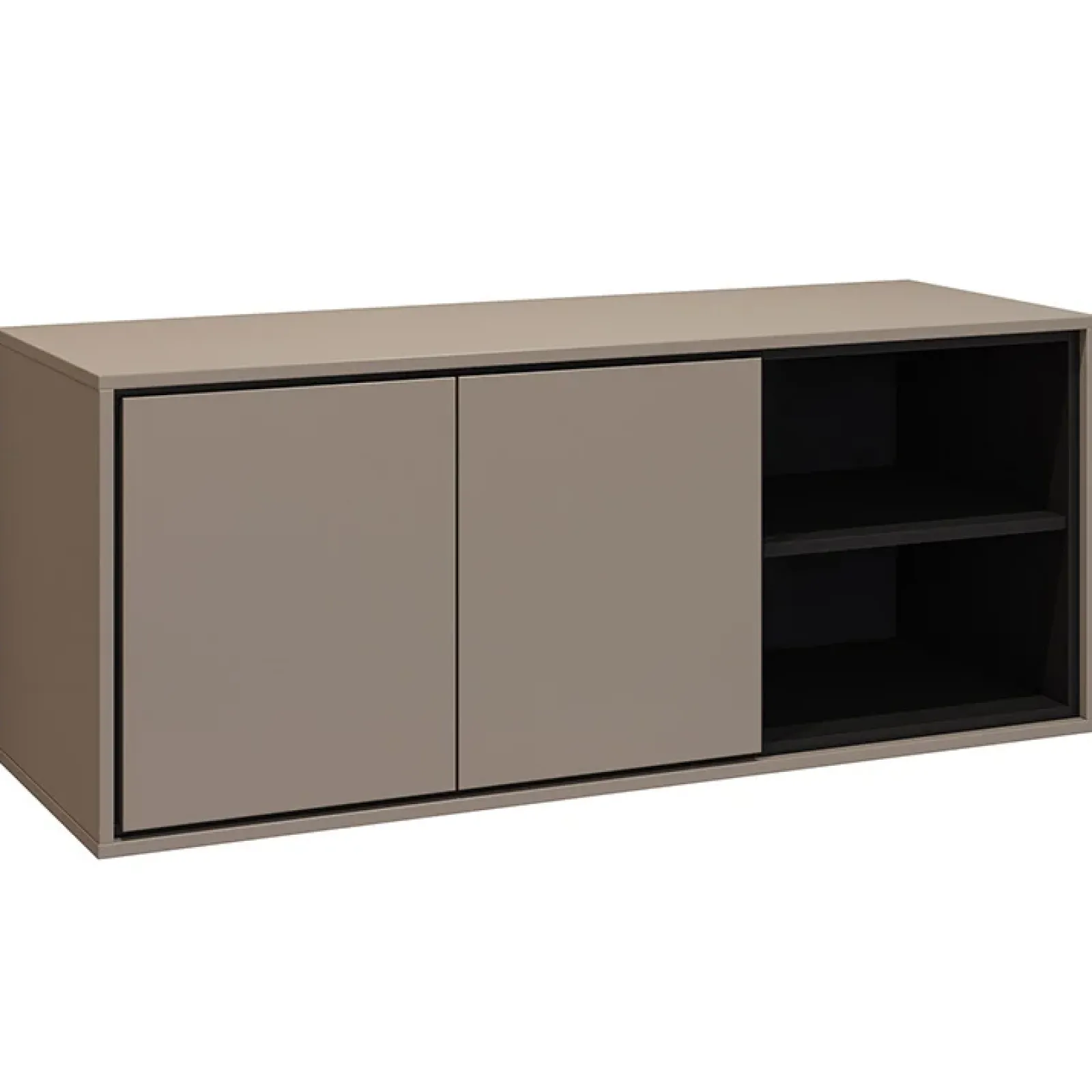 Garnero Arredamenti Mobile Bagno Sospeso-Mobile bagno sospeso 120cm con specchio tortora nero Linda