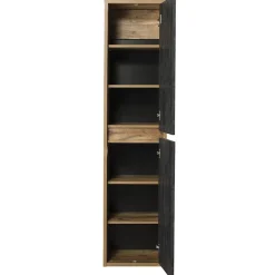 Garnero Arredamenti Mobile Bagno Sospeso-Mobile bagno sospeso 100cm con lavabo, specchio e colonna rovere antracite Stony