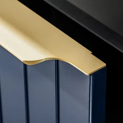 Garnero Arredamenti Mobile Bagno Sospeso-Mobile bagno sospeso 120cm con 2 lavabi, 2 specchi e colonna cannettato blu Deep