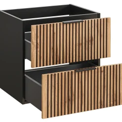 Garnero Arredamenti Mobile Bagno Sospeso-Mobile bagno sospeso 80cm cm 2 cassetti 2 vani quercia antracite Limpid