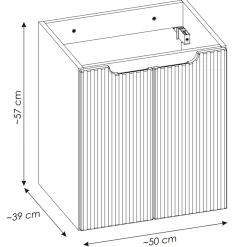 Garnero Arredamenti Mobile Bagno Sospeso-Mobile bagno sospeso 50cm cannettato con lavabo 2 ante Cleany Beige