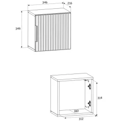 Garnero Arredamenti Mobile Bagno Sospeso-Mobile bagno sospeso 120cm cm con 2 lavabi da incasso, 2 specchi, colonna e cubotti quercia antracite Limpid