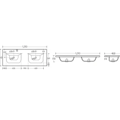 Garnero Arredamenti Mobile Bagno Sospeso-Mobile bagno sospeso 120cm cm con 2 lavabi da incasso, 2 specchi, colonna e cubotti quercia antracite Limpid