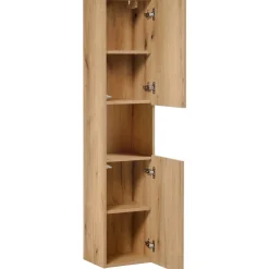 Garnero Arredamenti Mobile Bagno Sospeso-Mobile bagno sospeso 120cm con 2 lavabi e colonna rovere Rovery