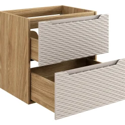 Garnero Arredamenti Mobile Bagno Sospeso-Mobile bagno sospeso 60cm con lavabo da incasso 2 cassetti beige rovere Swim