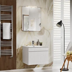 Garnero Arredamenti Mobile Bagno Sospeso-Mobile bagno sospeso 60cm cannettato con lavabo 1 cassettone Autentic Bianco