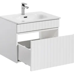 Garnero Arredamenti Mobile Bagno Sospeso-Mobile bagno sospeso 60cm cannettato con lavabo 1 cassettone Autentic Bianco