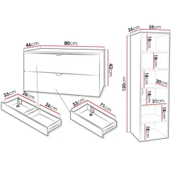 Garnero Arredamenti Mobile Bagno Sospeso-Mobile bagno sospeso 80cm con colonna bianco Hakone 2 Bianco Lucido