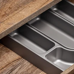 Garnero Arredamenti Mobile Bagno Sospeso-Mobile bagno sospeso 60cm con lavabo, mobile specchio e colonna grigio quercia Serif