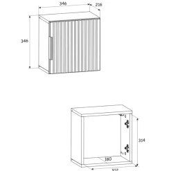 Garnero Arredamenti Mobile Bagno Sospeso-Mobile bagno sospeso 80cm cm con lavabo, specchio, colonna e cubotti quercia antracite Limpid