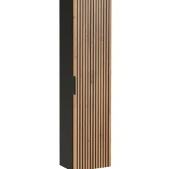 Garnero Arredamenti Mobile Bagno Sospeso-Mobile bagno sospeso 80cm cm con lavabo, specchio, colonna e cubotti quercia antracite Limpid