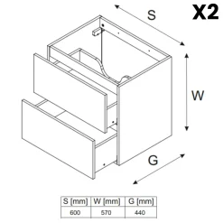 Garnero Arredamenti Mobile Bagno Sospeso-Mobile bagno sospeso 120cm con 2 lavabi, colonna, pensile e base sospesa beige rovere Swim