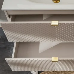 Garnero Arredamenti Mobile Bagno Sospeso-Mobile bagno sospeso 80cm con lavabo 2 cassetti beige cashmere Neutry