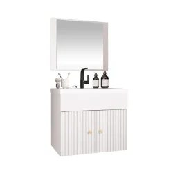 Garnero Arredamenti Mobile Bagno Sospeso-Mobile bagno sospeso 60cm con specchio serigrafato bianco Ischia 5 Bianco Lucido